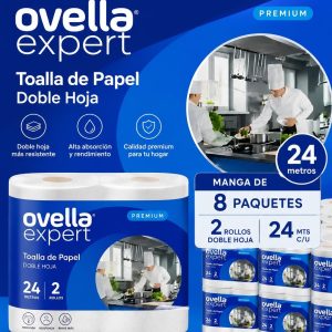 Toalla de papel 16 rollos en paquetes de 2 unidades / 24 mts por rollo